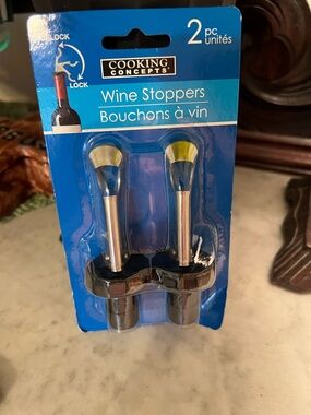 Black & Silver Wine Stoppers - 2 Pack